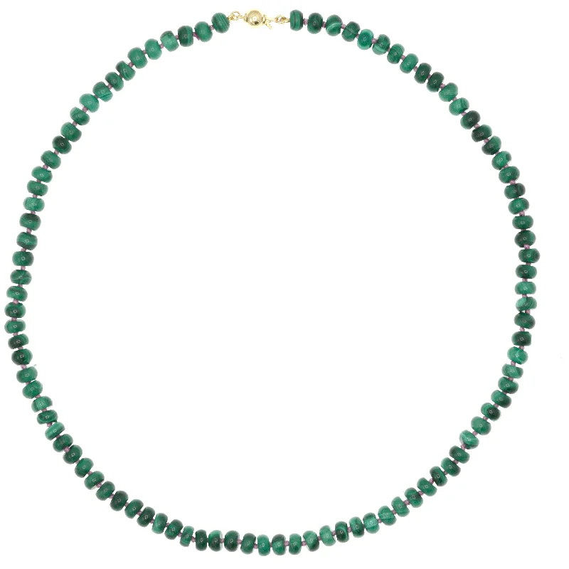 adjustable chain necklaces for women-Beaded Malachite Necklace