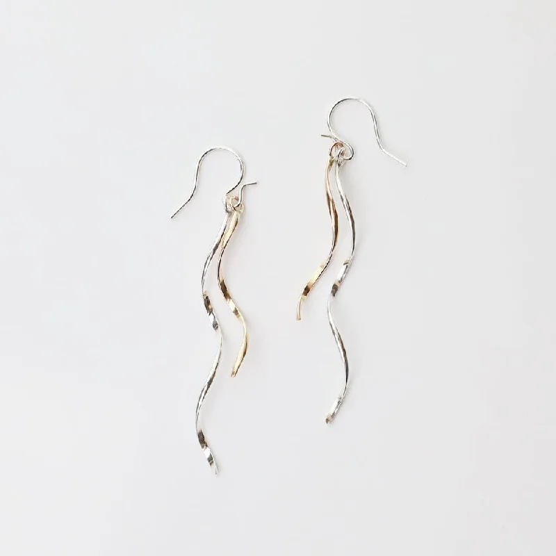 handcrafted drop earrings for women-Sterling Silver & Gold Filled Twirling Twigs Earrings