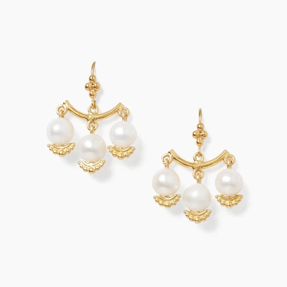 gold hoop earrings for women-White Pearl Anahi Chandelier Earrings