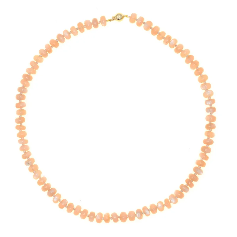 elegant layered necklaces for women-Beaded Peach Moonstone Necklace