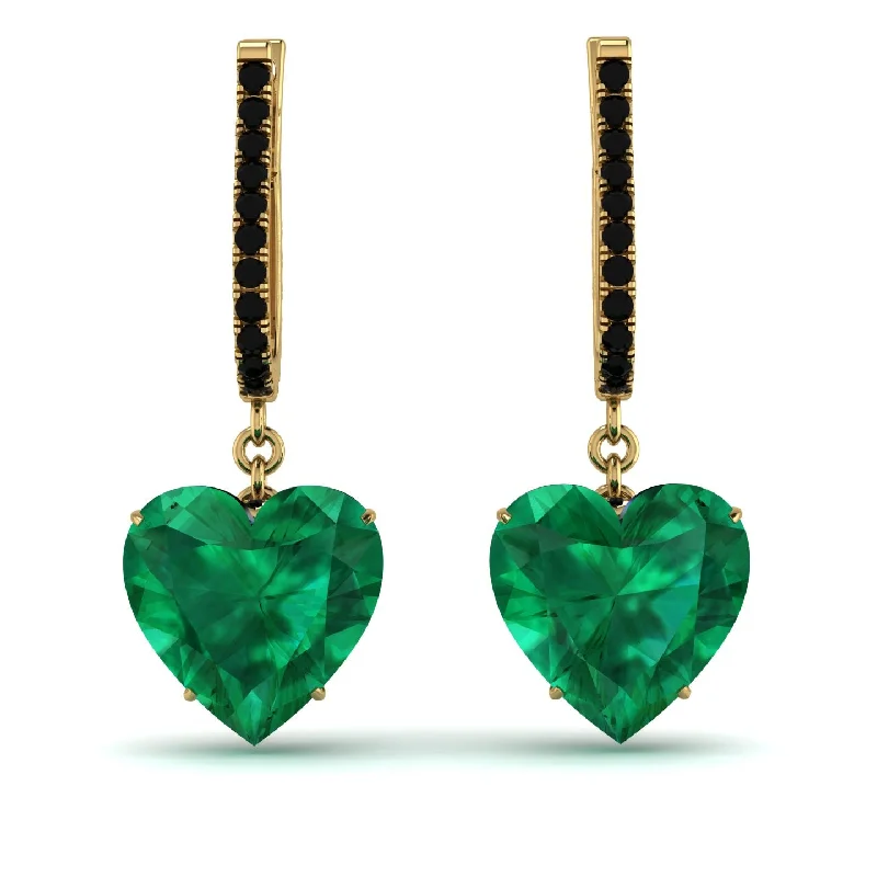 chunky drop earrings for women-Heart Emerald Earrings - Noelle No. 34