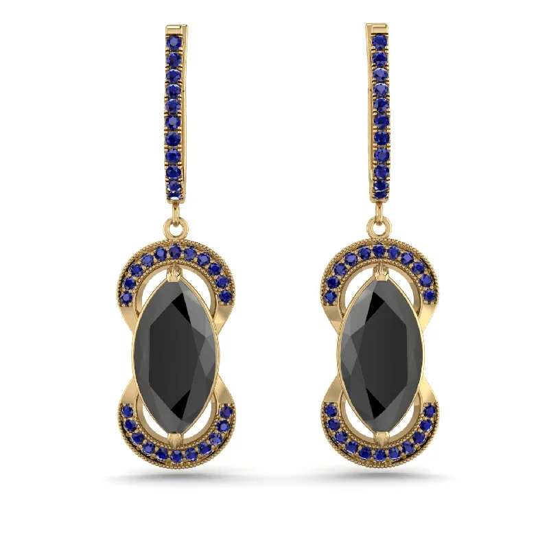 beautiful earrings for women-Marquise Vintage Black Diamond Earrings - Marley No. 67