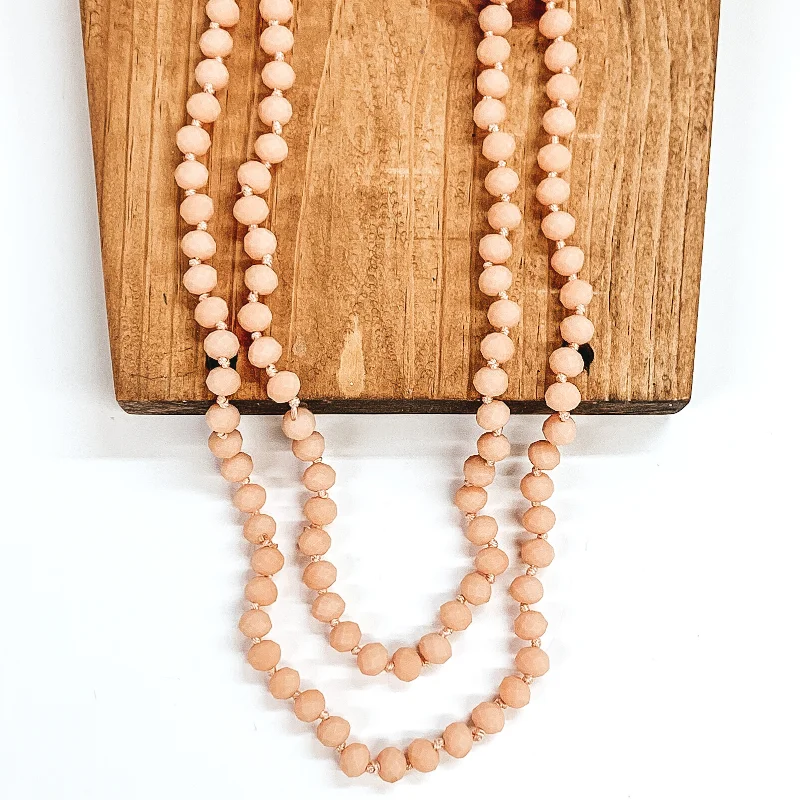 minimalistic gold necklaces for women-60 Inch Crystal Strand Necklace in Matte Blush