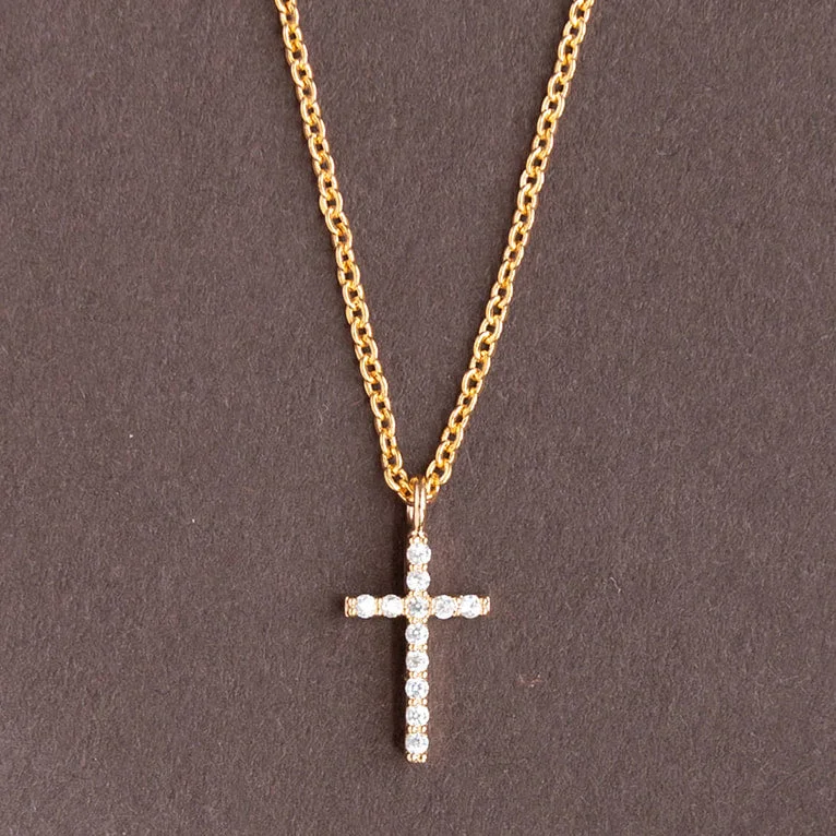 luxury necklaces for women-Cross Cubic Zirconia Charm Necklace Religion Spiritual