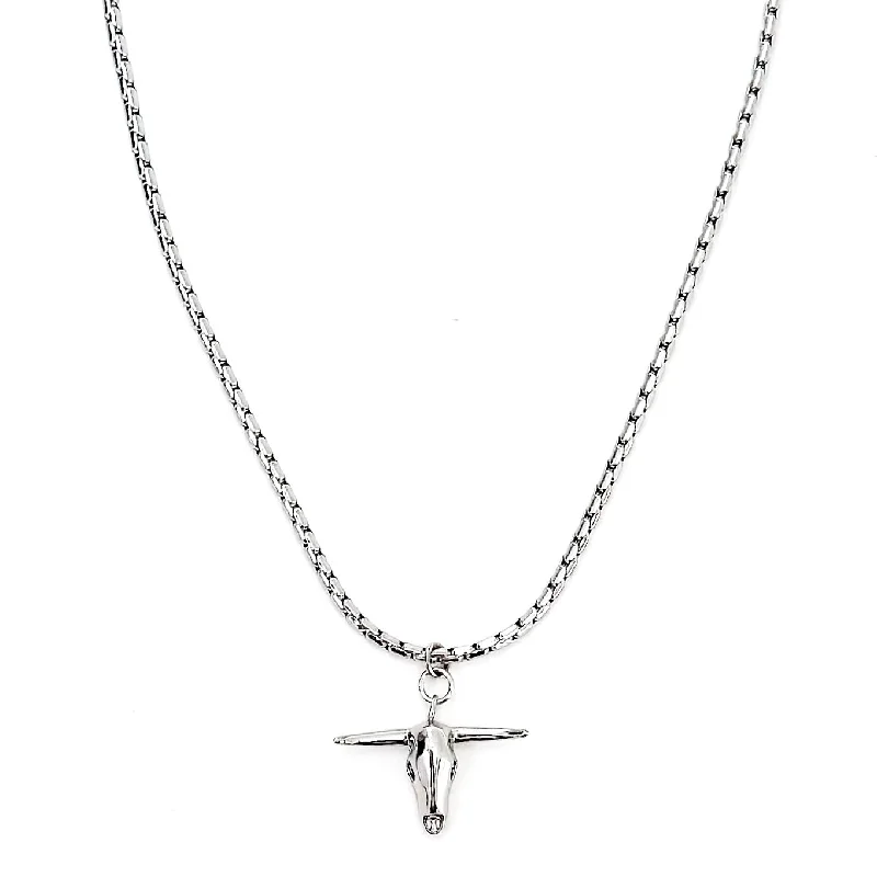 customized birthstone necklaces for women-Wilder Silver Bull Necklace