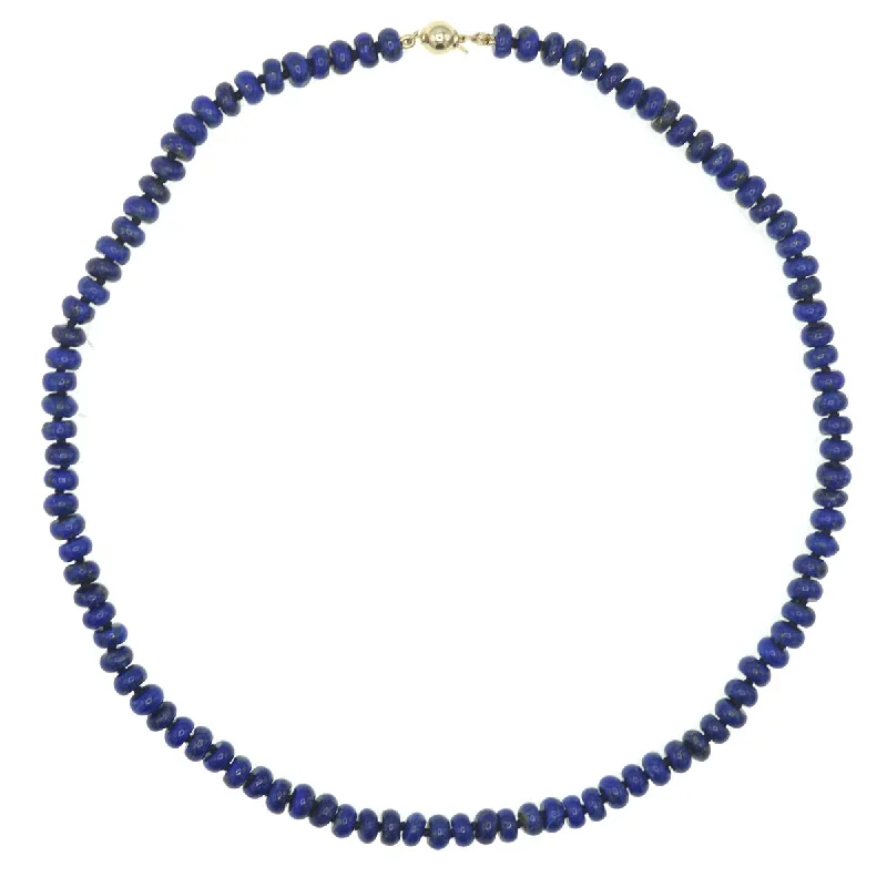 fashionable pendant necklaces for women-Beaded Lapis Necklace - Medium Size