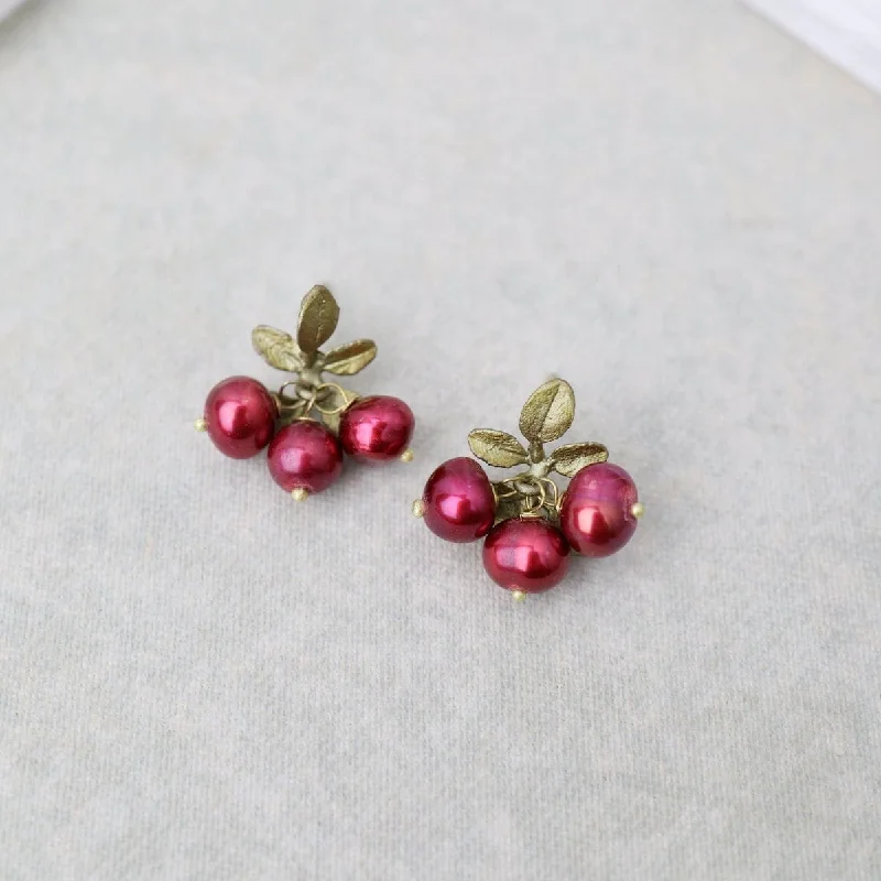 pearl stud earrings for women-Cranberry Post Earrings