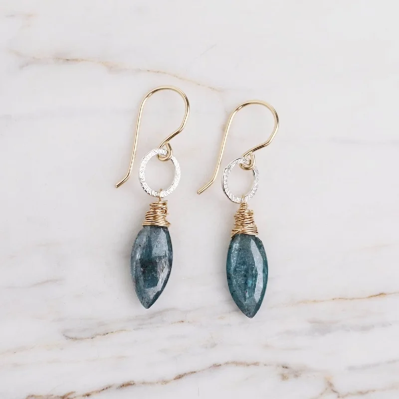 minimalist drop earrings for women-Kyanite Petal Earrings