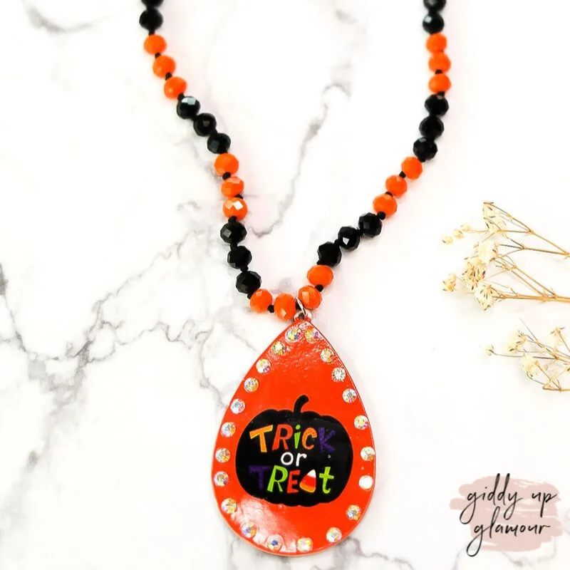 necklace sets for women-Trick-or-Treat Beaded Pendant Necklace