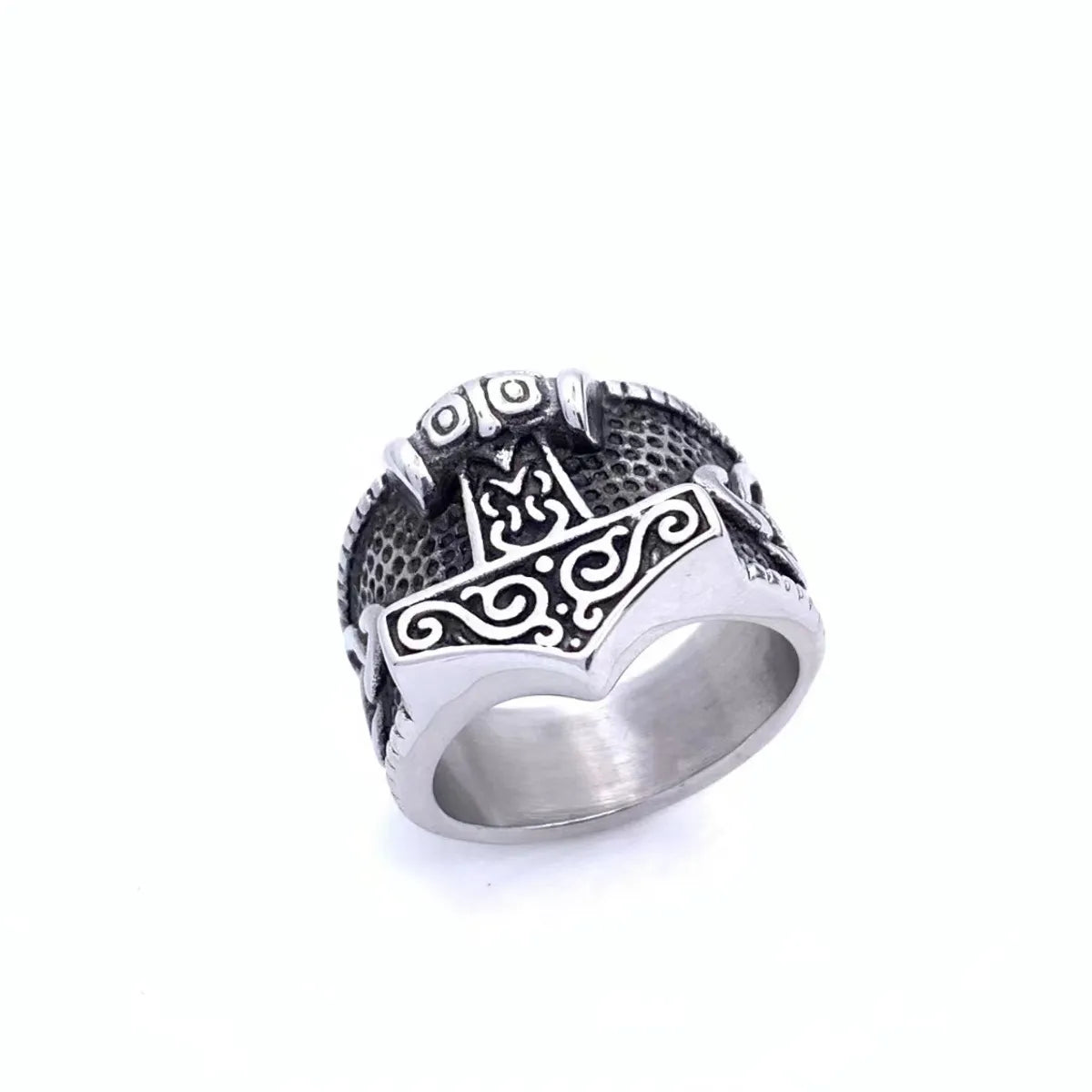 stunning rings with sapphires for women-Retro Hammer 304 Stainless Steel Polishing Men'S Rings