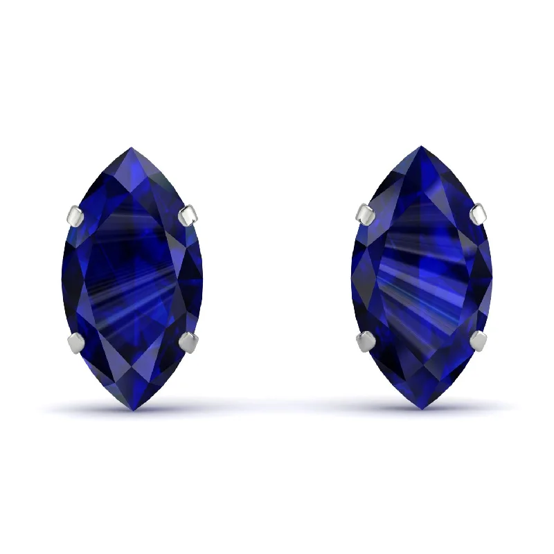 chic stud earrings for women-Hidden Halo Marquise Sapphire Earrings - Journey No. 45