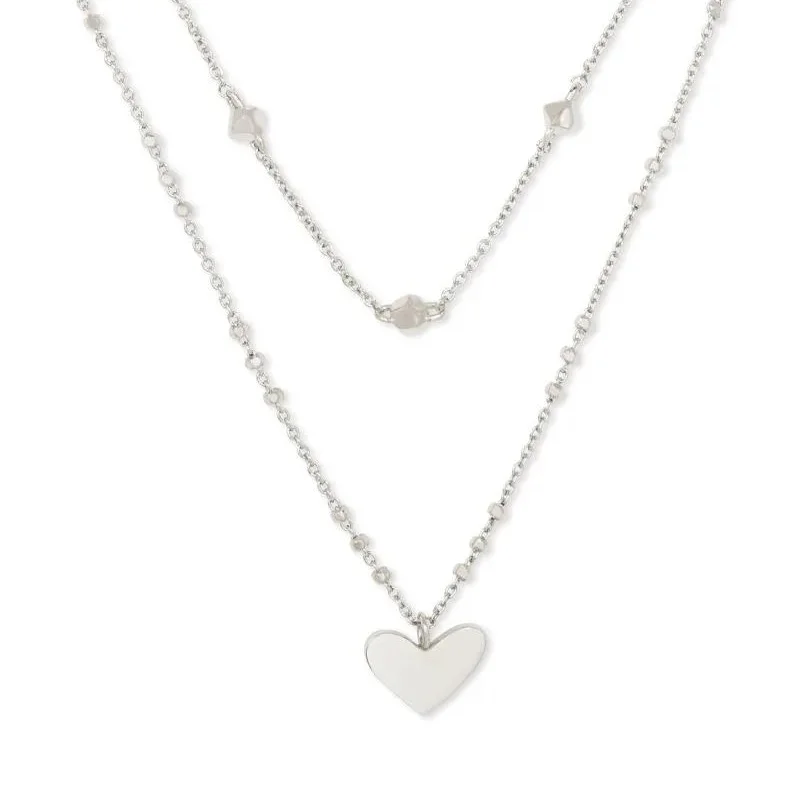 artistic pendant necklaces for women-Kendra Scott | Ari Heart Multi Strand Necklace in Silver