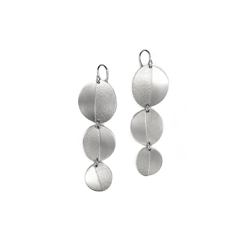 beautiful drop earrings for women-Moon Midi Earrings Silver