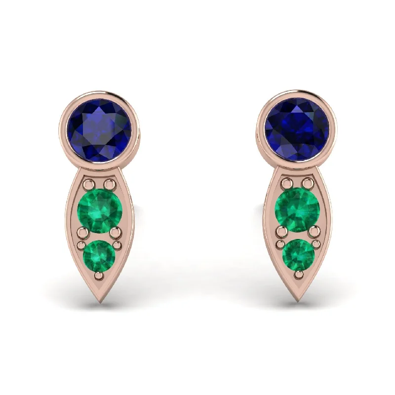 drop earrings for women-Bezel Sapphire Earrings In Pear Shaped - Aniya No. 29