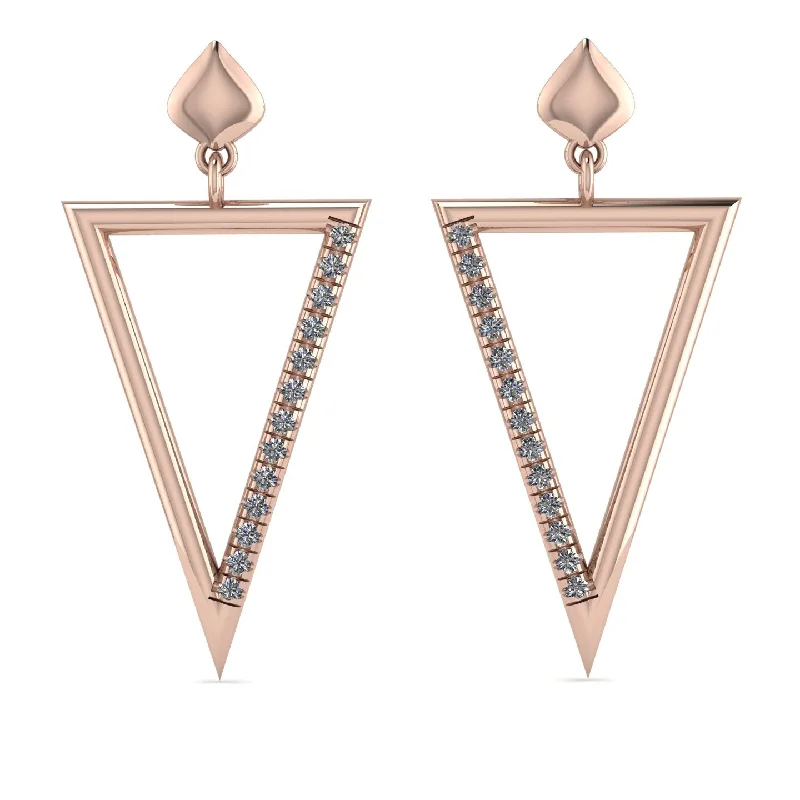 precious earrings for women-Triangle Diamond Stud Earrings - Amiyah No. 2