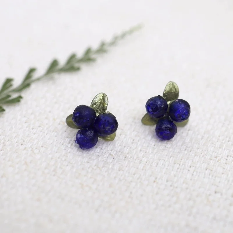 beautiful gold earrings for women-Petite Blueberry Post Earrings