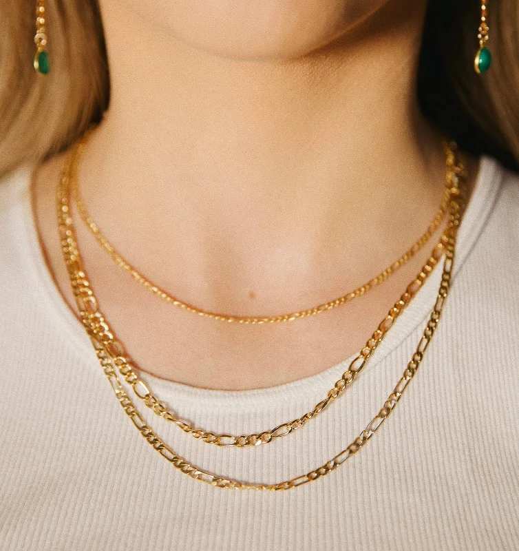 cocktail necklaces for women-Gold Filled Figaro Chains