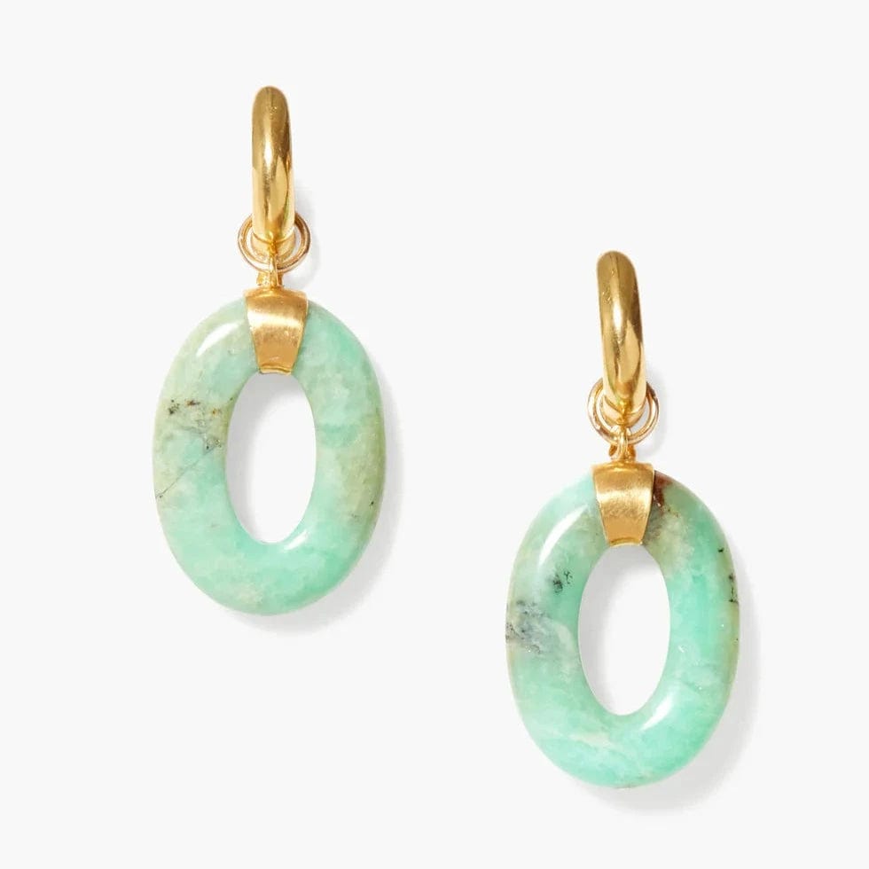 silver hoop earrings for women-Jordan Hoop Earrings Chrysoprase