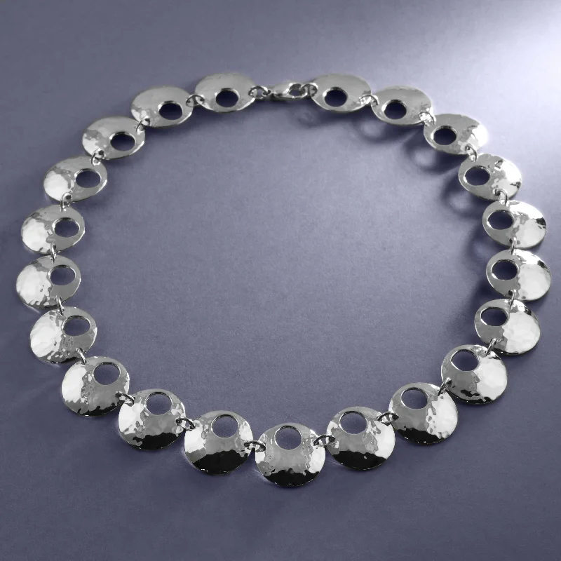 glittering diamond necklaces for women-Hammered Circles Neckpiece