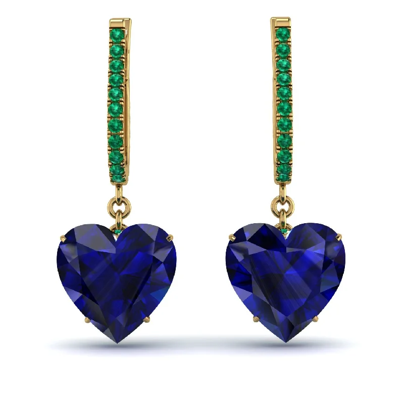 delicate gold earrings for women-Heart Sapphire Earrings - Noelle No. 28