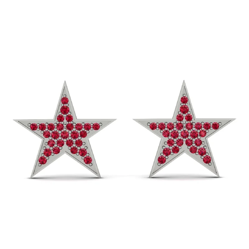 creative chandelier earrings for women-Star Stud Ruby Earrings - Star No. 12