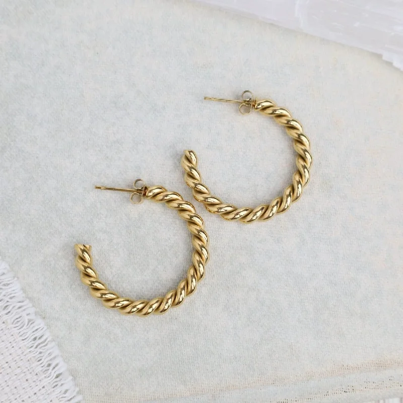 handmade hoop earrings for women-Twisted Hoop Earrings