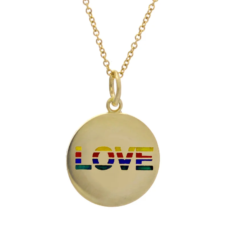 gemstone pendant necklaces for women-Striped Enamel LOVE Necklace