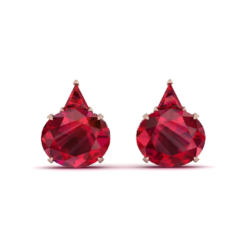 oversized earrings for women-Hidden Halo Ruby Earrings - Rosalie No. 56