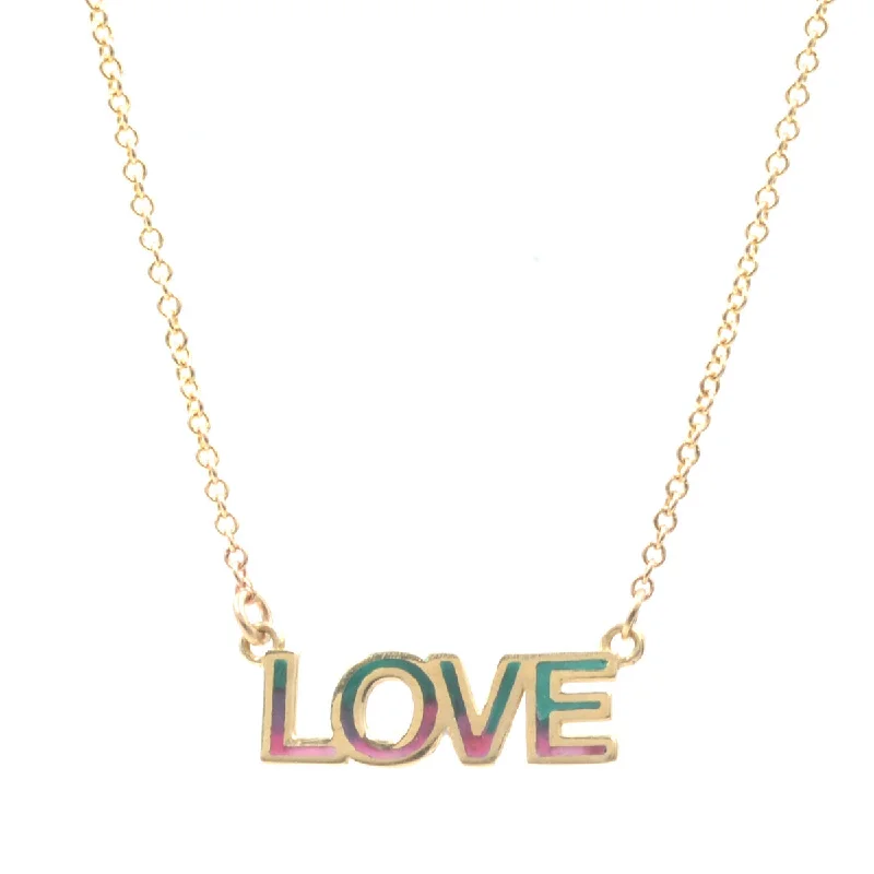 collar necklaces for women-Tie Dye Enamel LOVE Nameplate Necklace