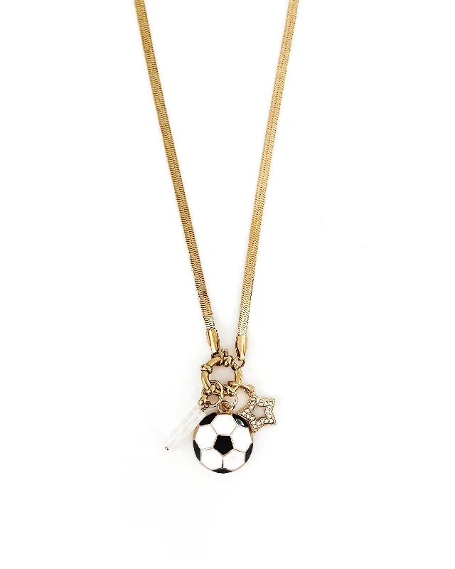 crystal gemstone necklaces for women-Soccer Charm Necklace