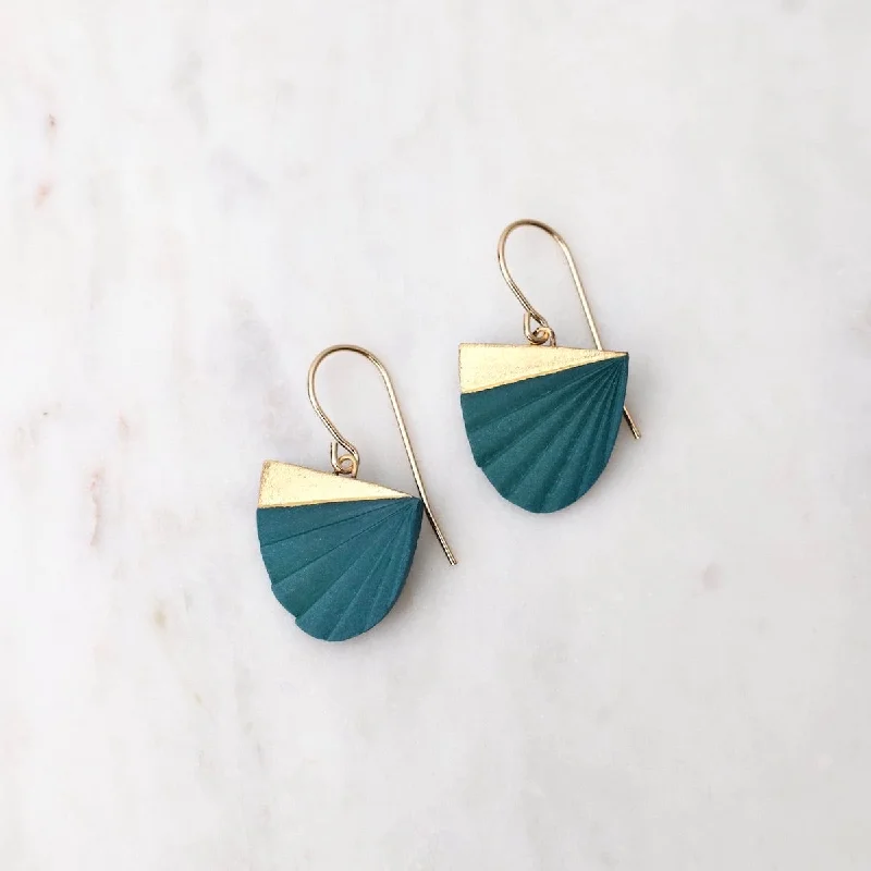 luxurious diamond earrings for women-Teal Chiton Earrings