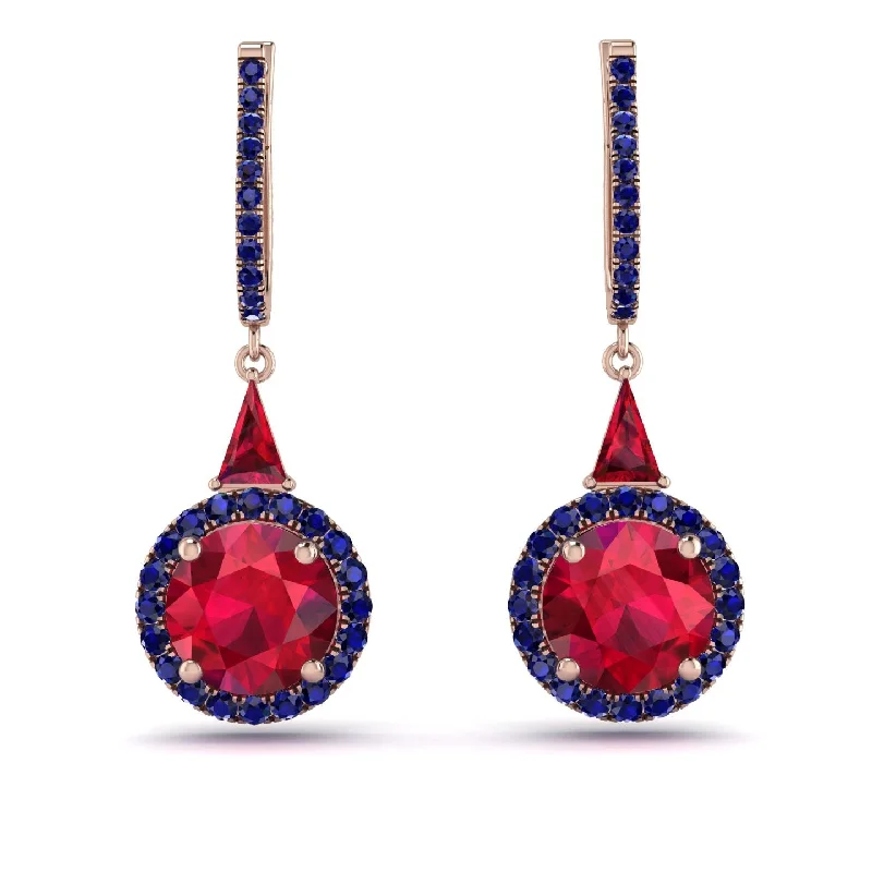 crystal chandelier earrings for women-Hidden Halo Ruby Earrings - Joanna No. 71