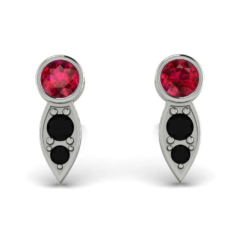 modern chandelier earrings for women-Bezel Ruby Earrings In Pear Shaped - Aniya No. 42