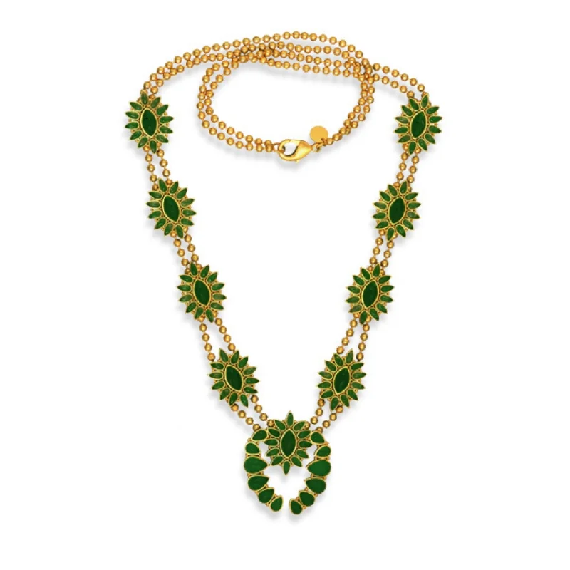 ethnic necklaces for women-Desert Squash Blossom Necklace - Green Strawberry Quartz