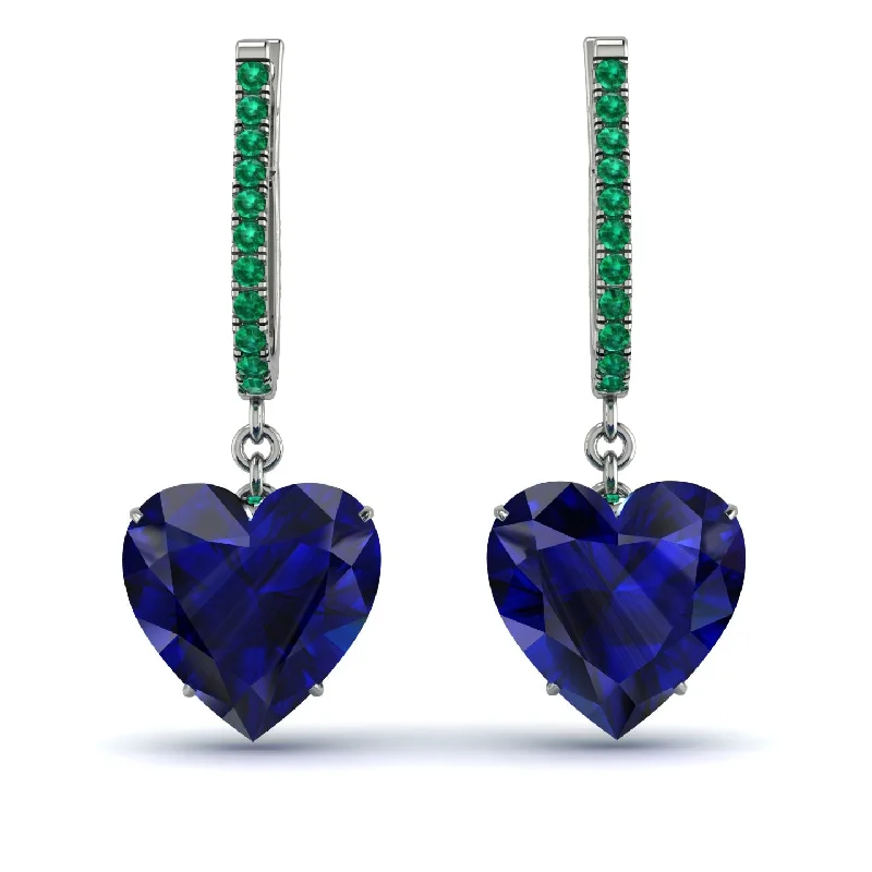 sparkling pearl drop earrings for women-Heart Sapphire Earrings - Noelle No. 30