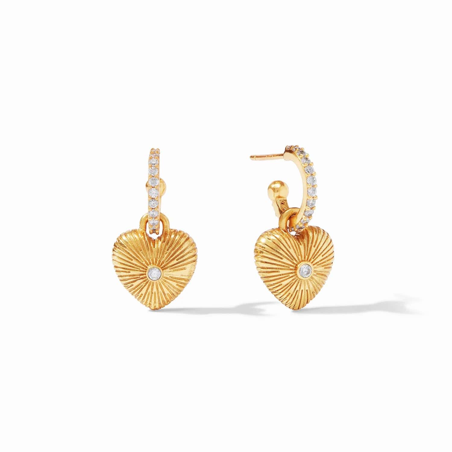 gold chandelier earrings for women-Esme Heart Hoop & Charm Earrings