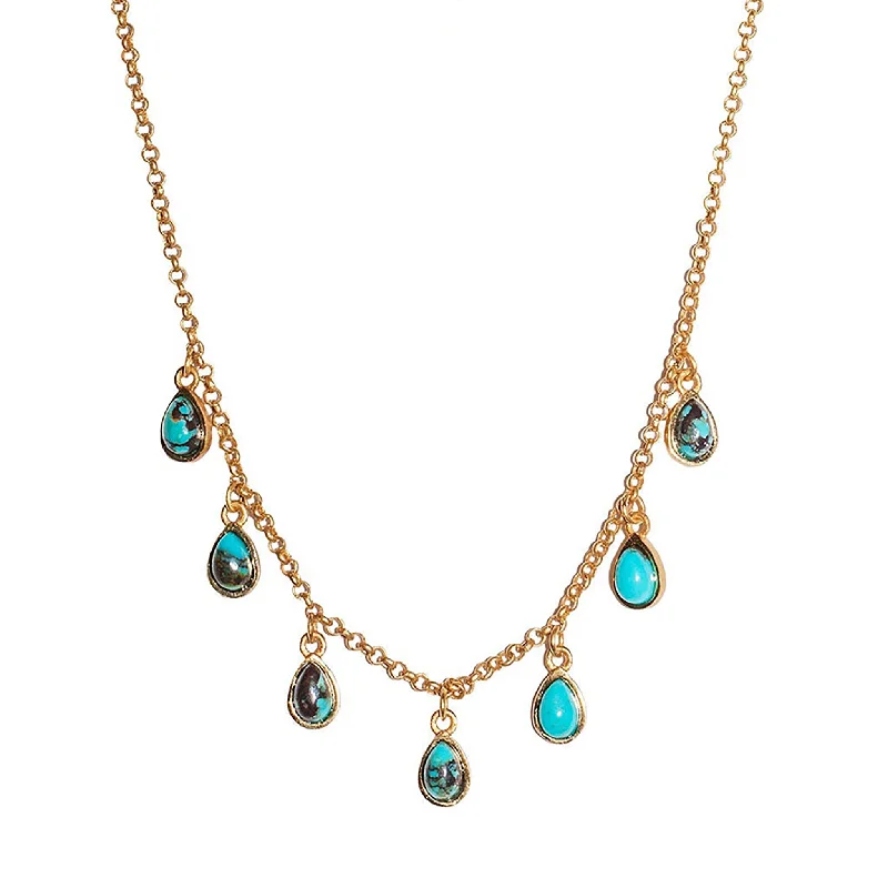 simple silver necklaces for women-Rise & Shine Collar Necklace - Turquoise