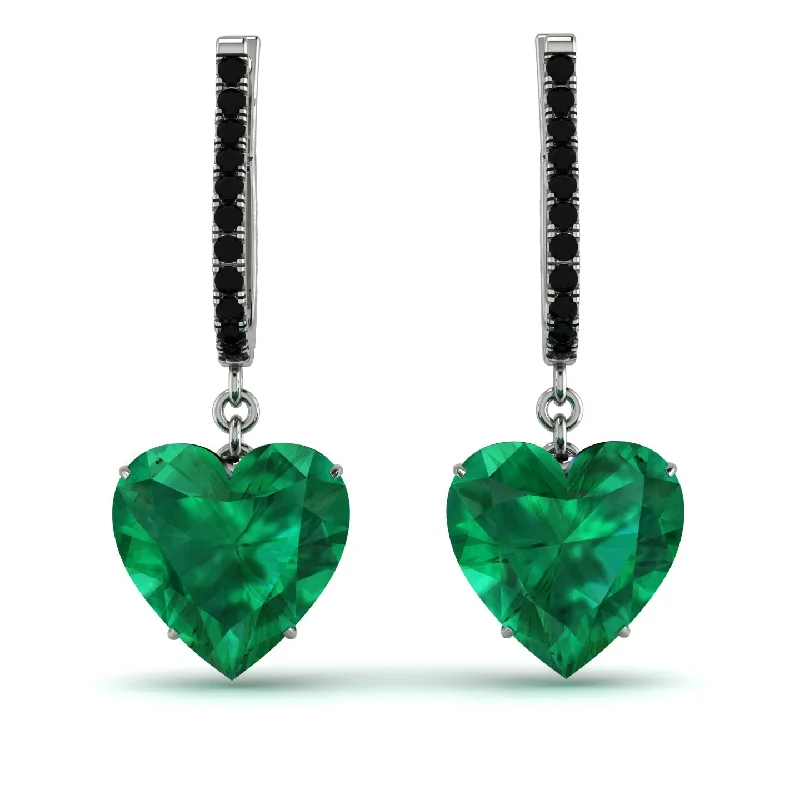 gemstone drop earrings for women-Heart Emerald Earrings - Noelle No. 36