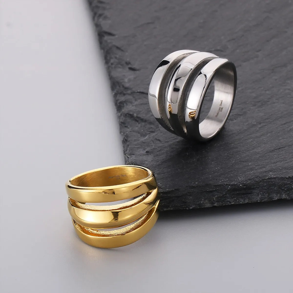 women’s birthstone rings-Titanium Steel Simple Style Solid Color Hollow Out Rings