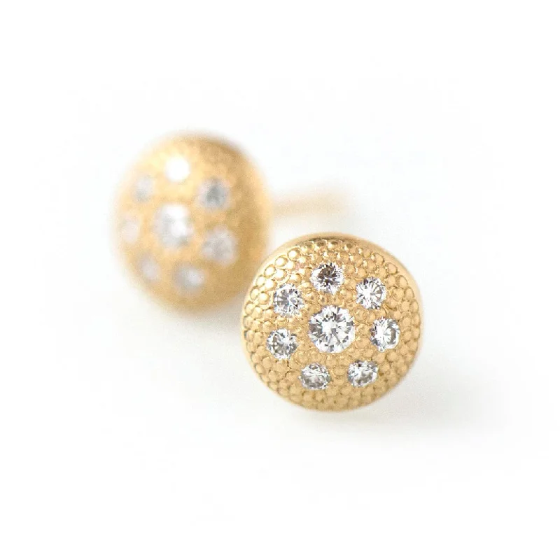 fashionable earrings for women-Diamond Stardust Button Stud Earrings