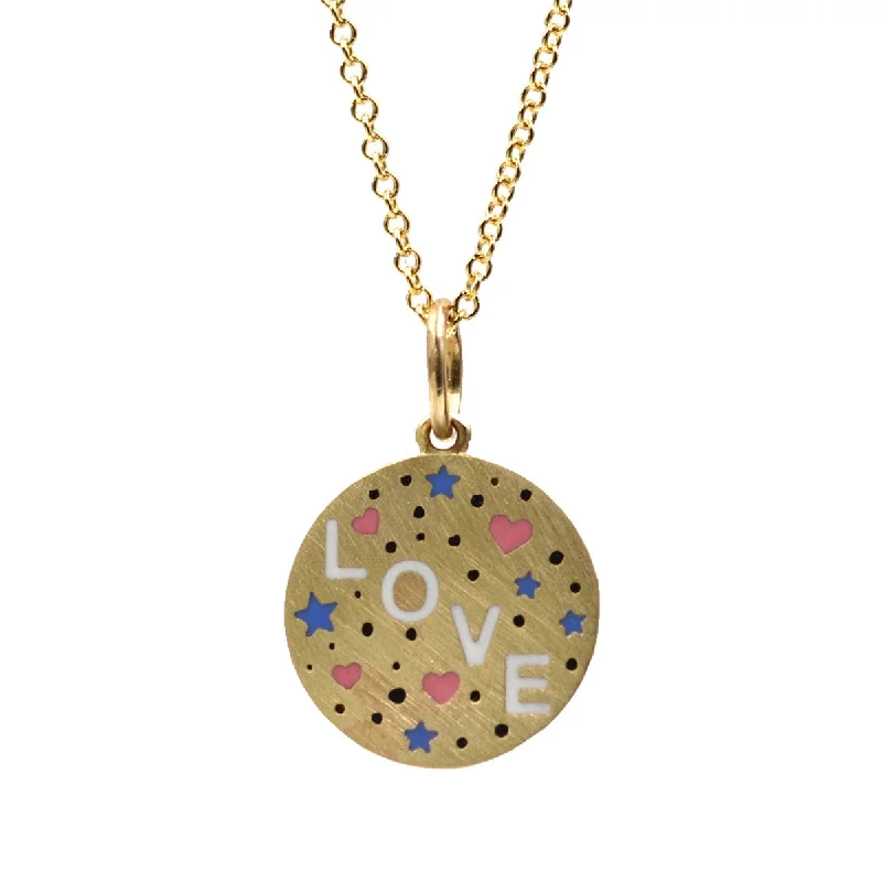 crystal pendant necklaces for women-Enamel Speckled LOVE Necklace