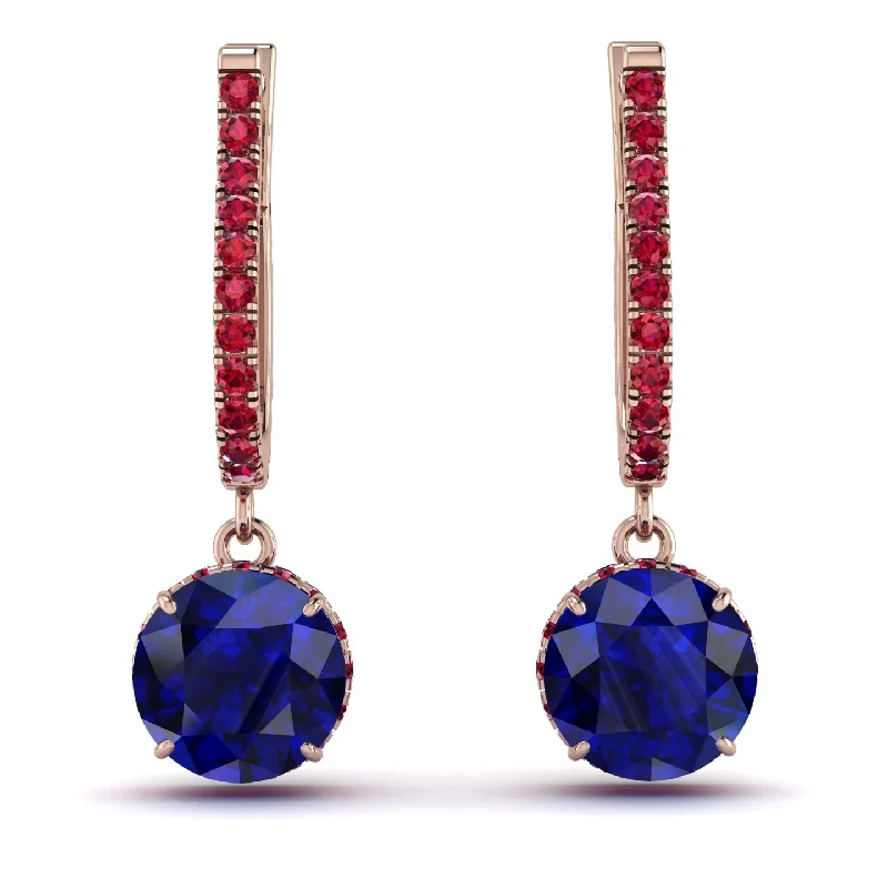 modern drop earrings for women-Sapphire Dangle Earrings With Hidden Halo - Adaline No. 59