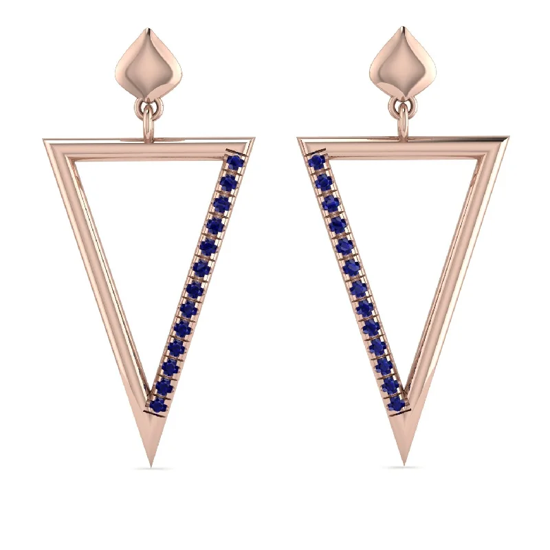 beautiful charm earrings for women-Triangle Sapphire Stud Earrings - Amiyah No. 14