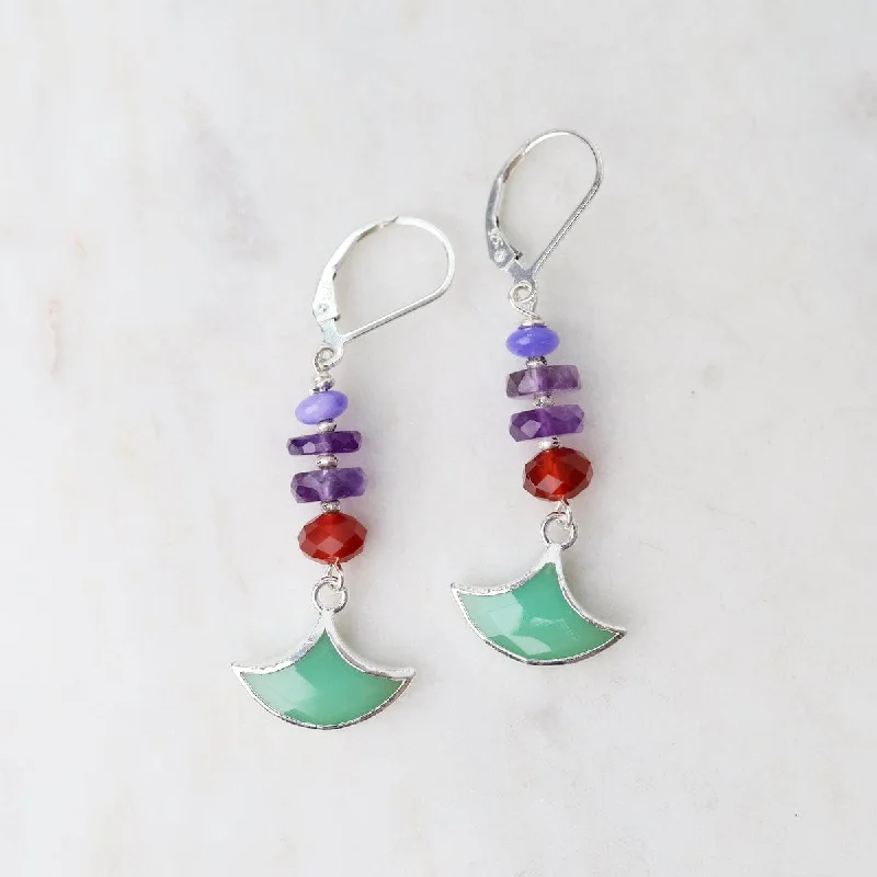 classic drop earrings for women-Silver Chrysoprase Anchor Earrings