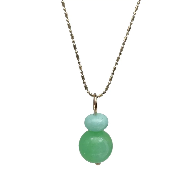 gold necklaces for women-Lucky Pom Charm Chrysoprase Jade