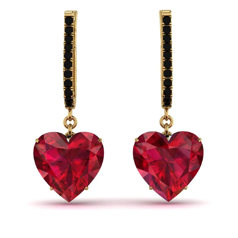 glamorous gemstone earrings for women-Heart Ruby Earrings - Noelle No. 40