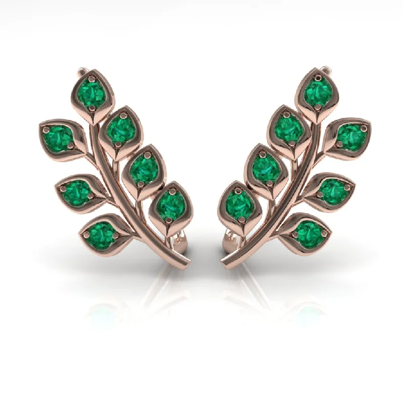 boho chic earrings for women-Many Leaves All Around Diamond Earrings- Sydney no. 5