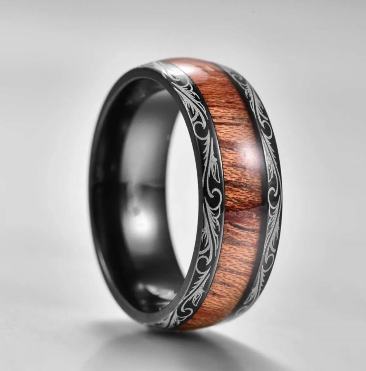 ruby rings for women-European And American Fashion New Elegant Aristocratic Black Phoenix Wood Grain Ring