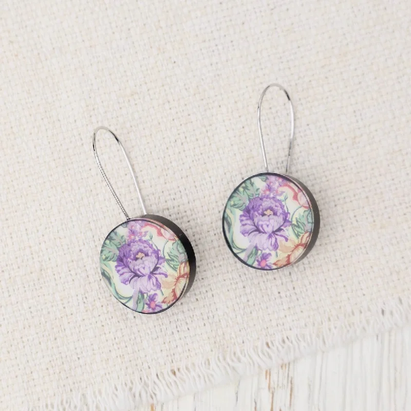 statement diamond earrings for women-Purple Kimono Round Earrings