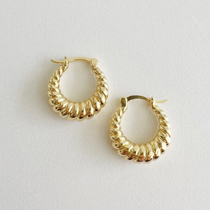 large gold earrings for women-Endless Weekend Croissant Twist Hoops Earrings Gold Filled